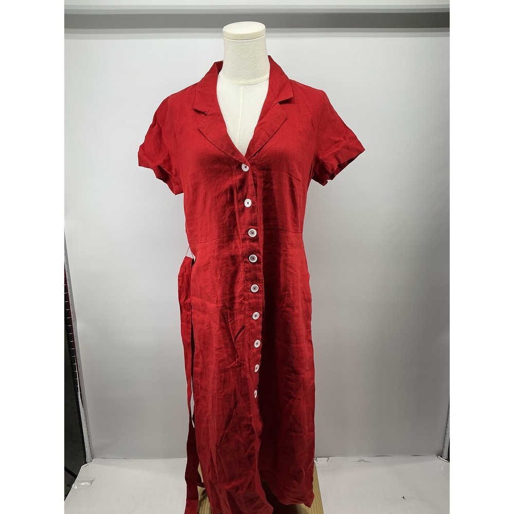 100% European Linen Button Front Dress